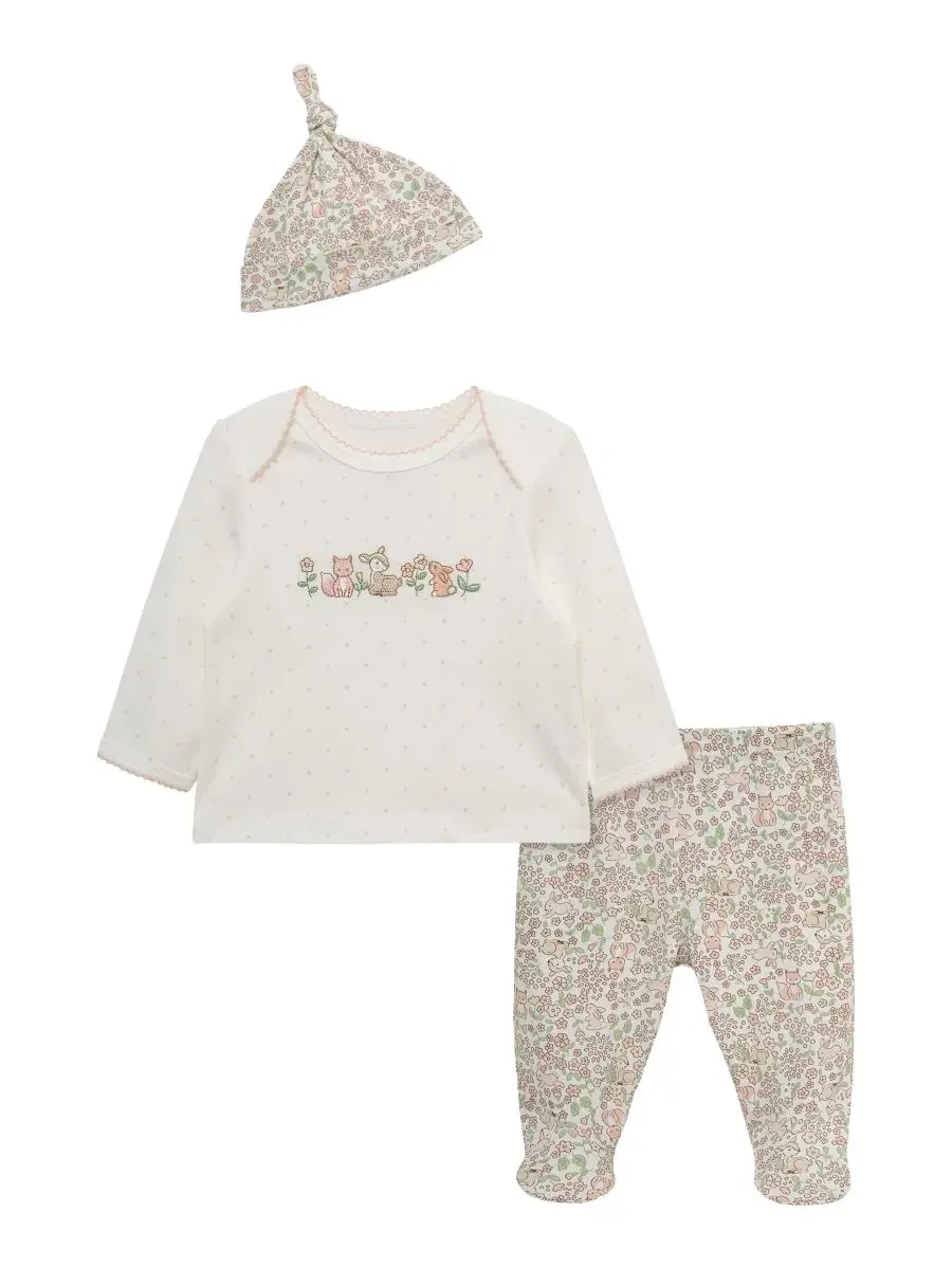 Комплект из топа, штанов и шапки Woodland Little Me — бежевый