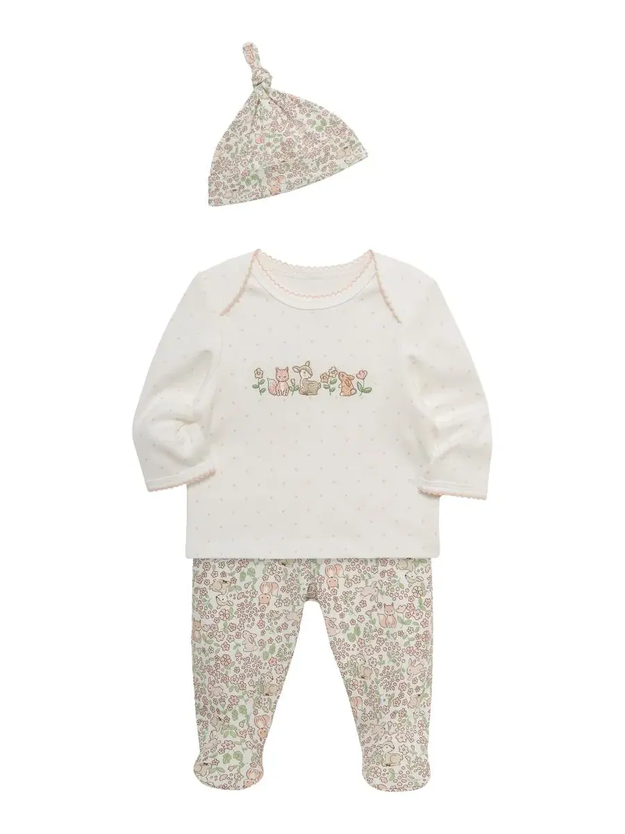 Комплект из топа, штанов и шапки Woodland Little Me — изображение 3 из 5, бежевый