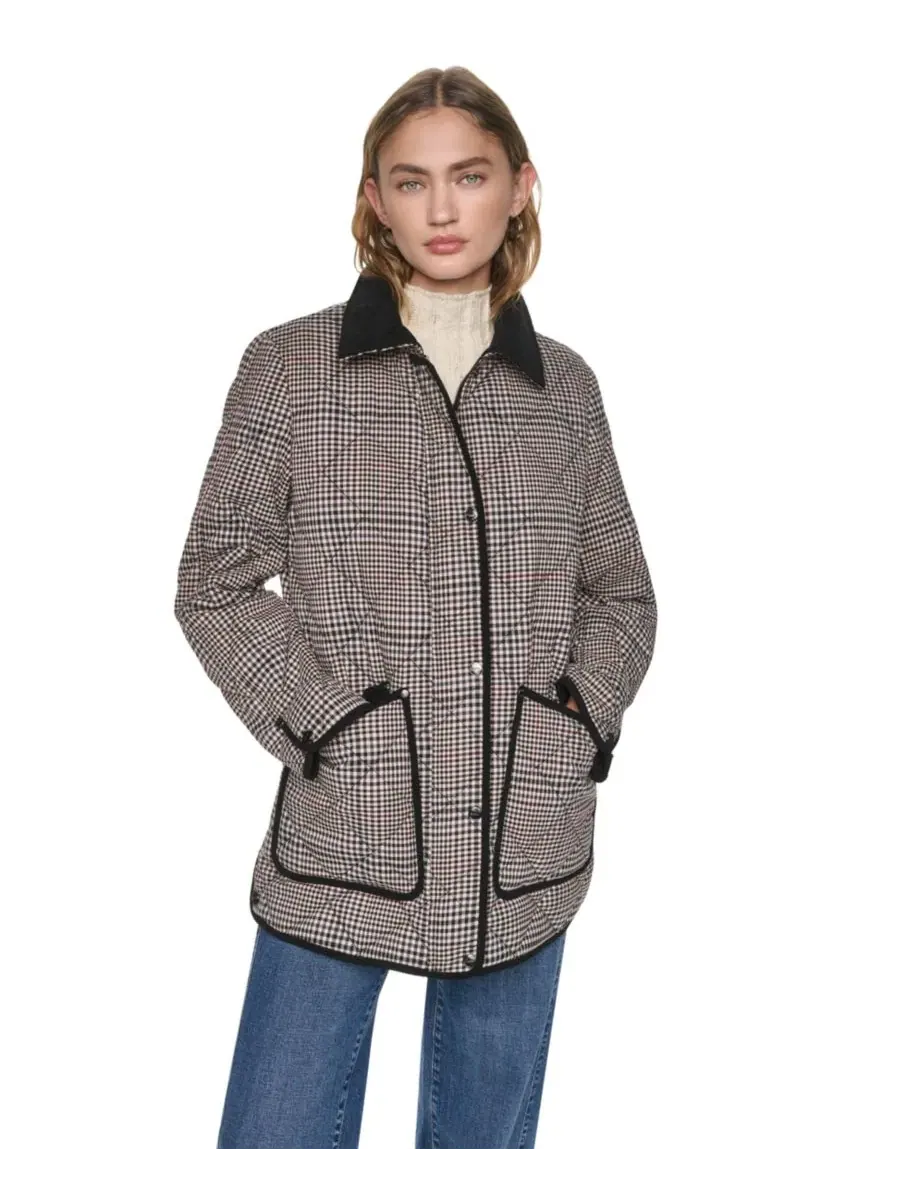 Женское стеганое пальто с воротником из вельвета DKNY, Heritage Plaid