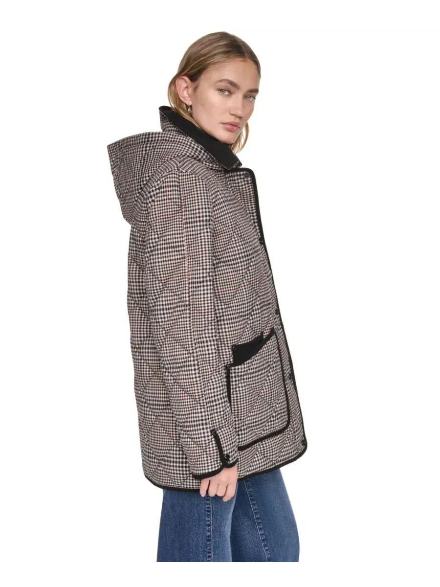 Женское стеганое пальто с воротником из вельвета DKNY, Heritage Plaid — изображение 3 из 6