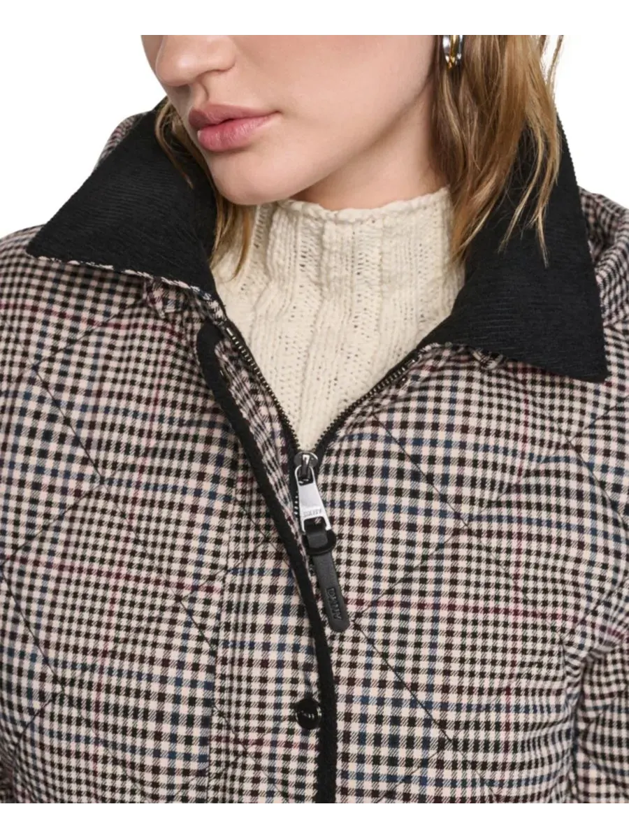 Женское стеганое пальто с воротником из вельвета DKNY, Heritage Plaid — изображение 4 из 6