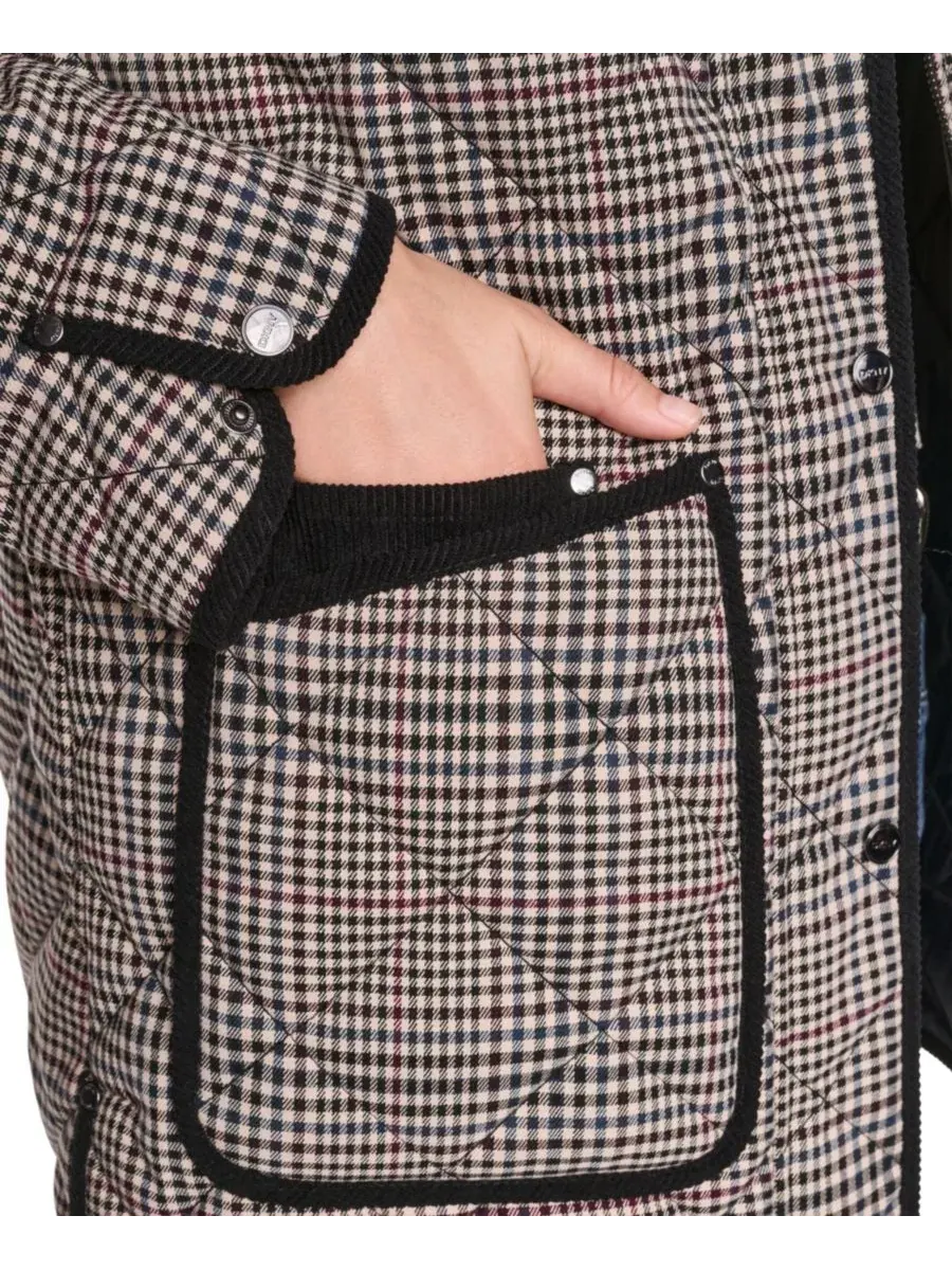 Женское стеганое пальто с воротником из вельвета DKNY, Heritage Plaid — изображение 6 из 6