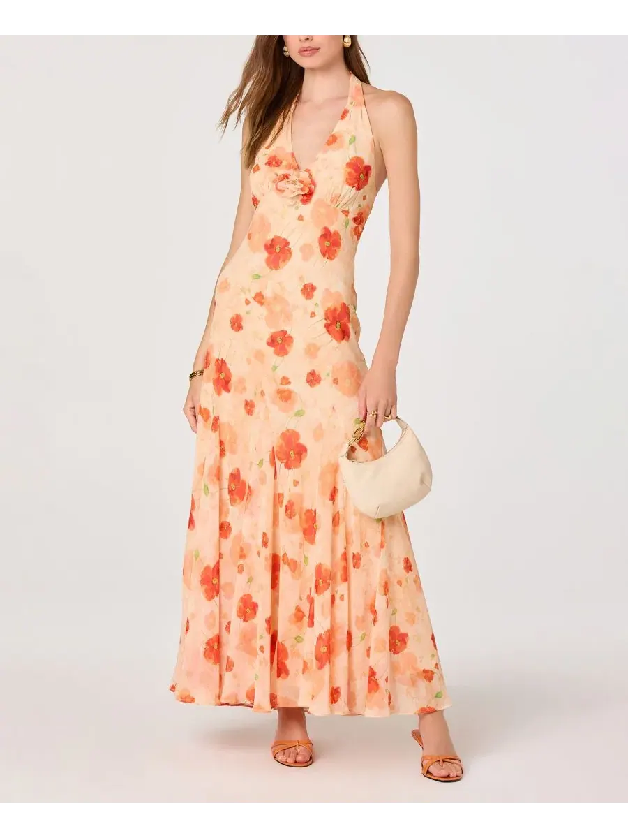 Платье-макси Yasmeen Halter Neck Printed Dress ASTR the Label — оранжевый