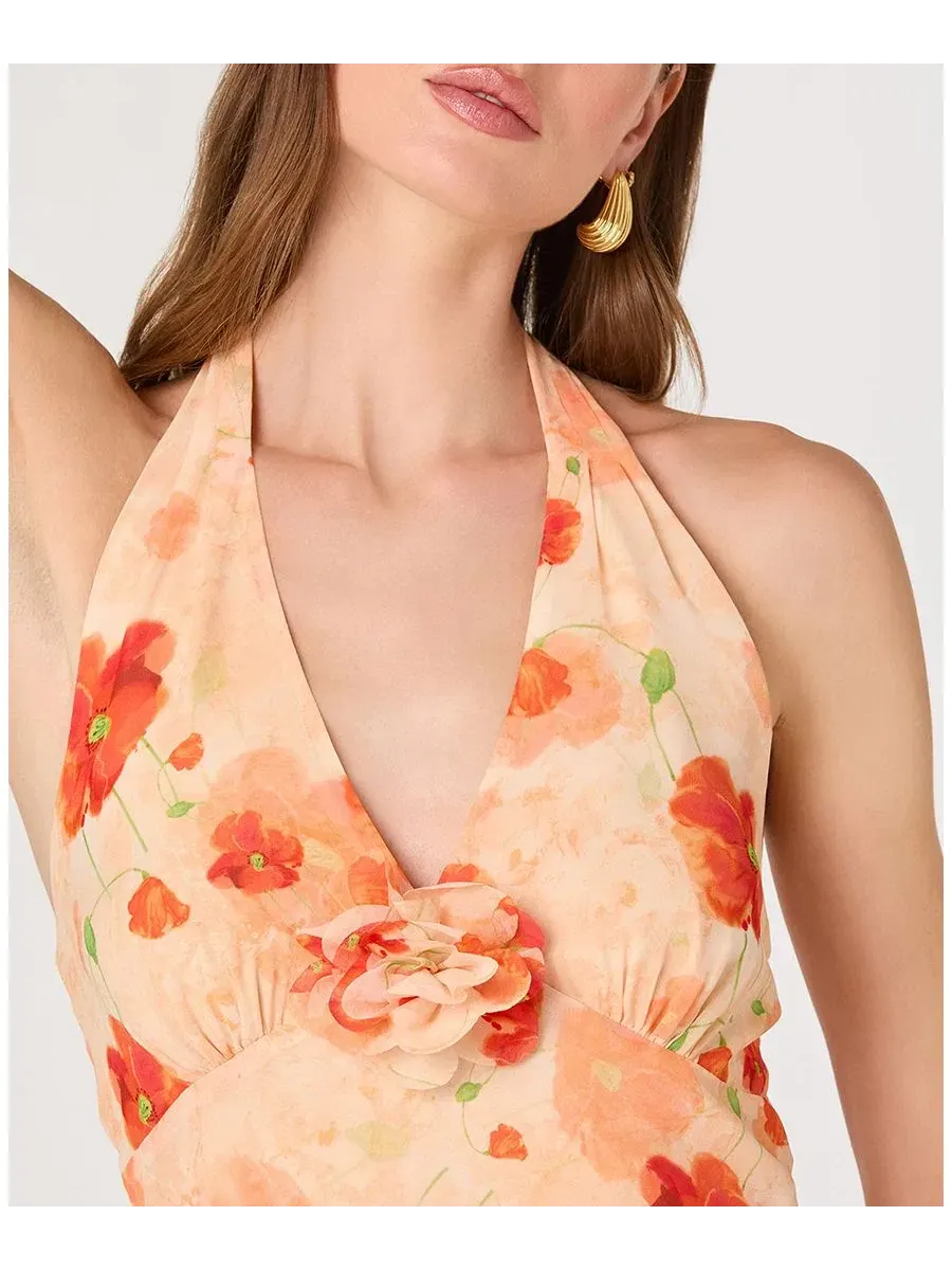 Платье-макси Yasmeen Halter Neck Printed Dress ASTR the Label — изображение 4 из 6, оранжевый