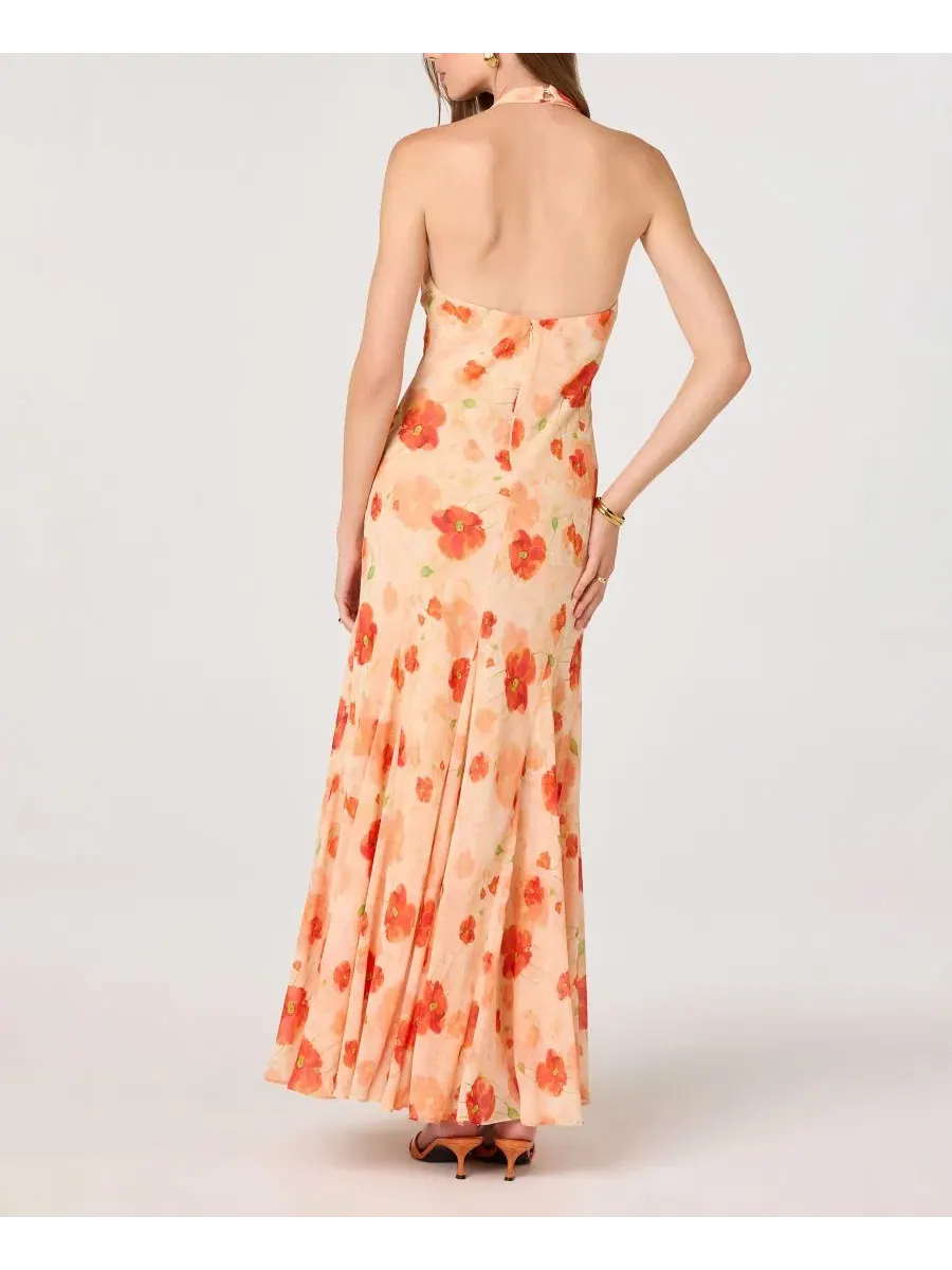 Платье-макси Yasmeen Halter Neck Printed Dress ASTR the Label — изображение 5 из 6, оранжевый