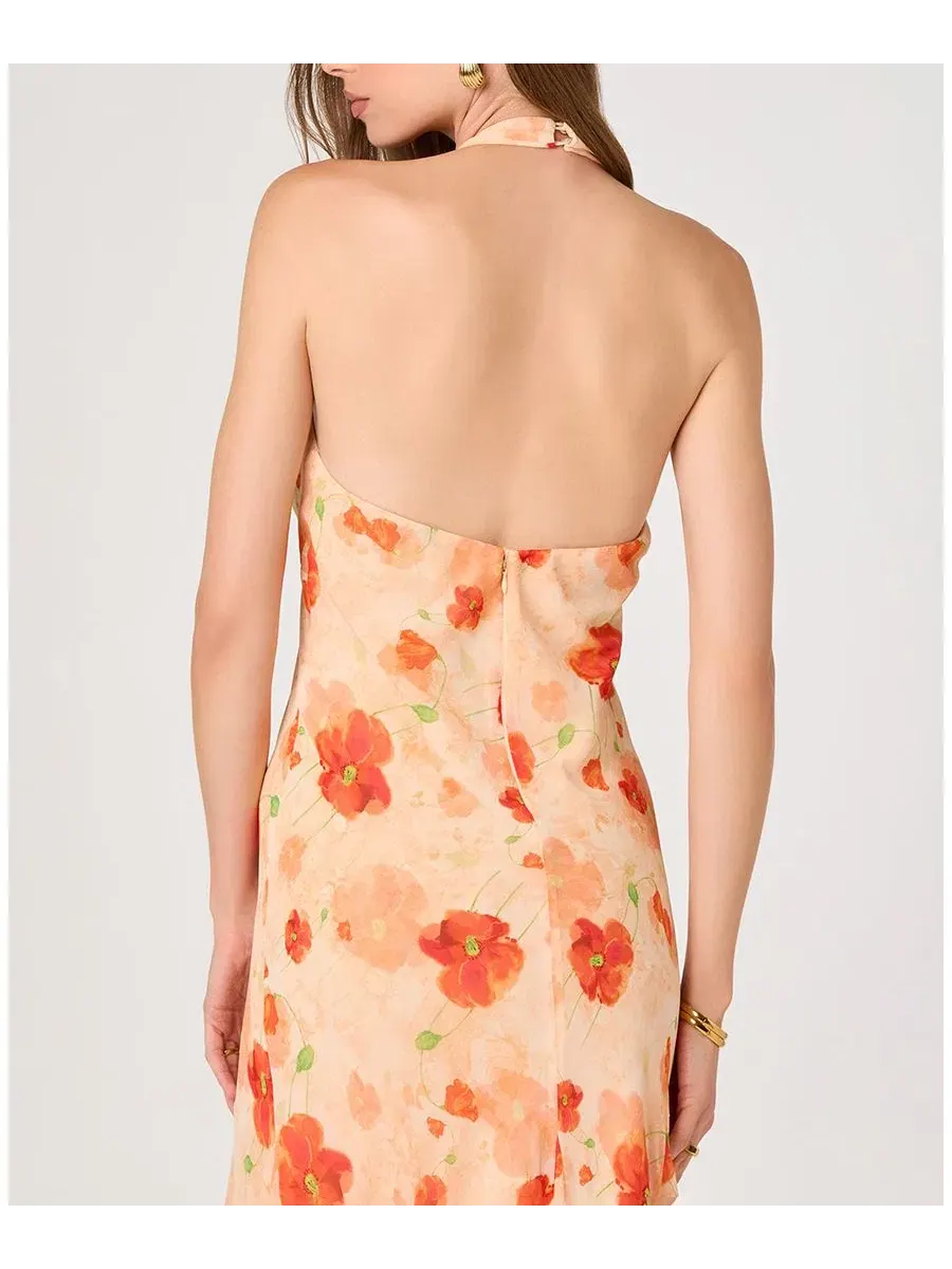 Платье-макси Yasmeen Halter Neck Printed Dress ASTR the Label — изображение 6 из 6, оранжевый