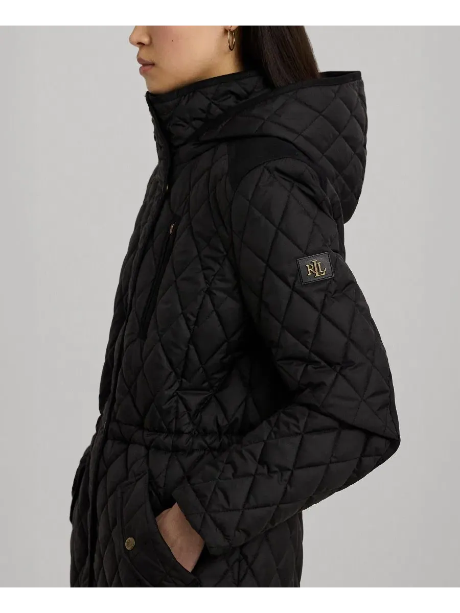 Женское пальто-анорак с капюшоном, Diamond Quilted Lauren Ralph Lauren — изображение 3 из 5, черный