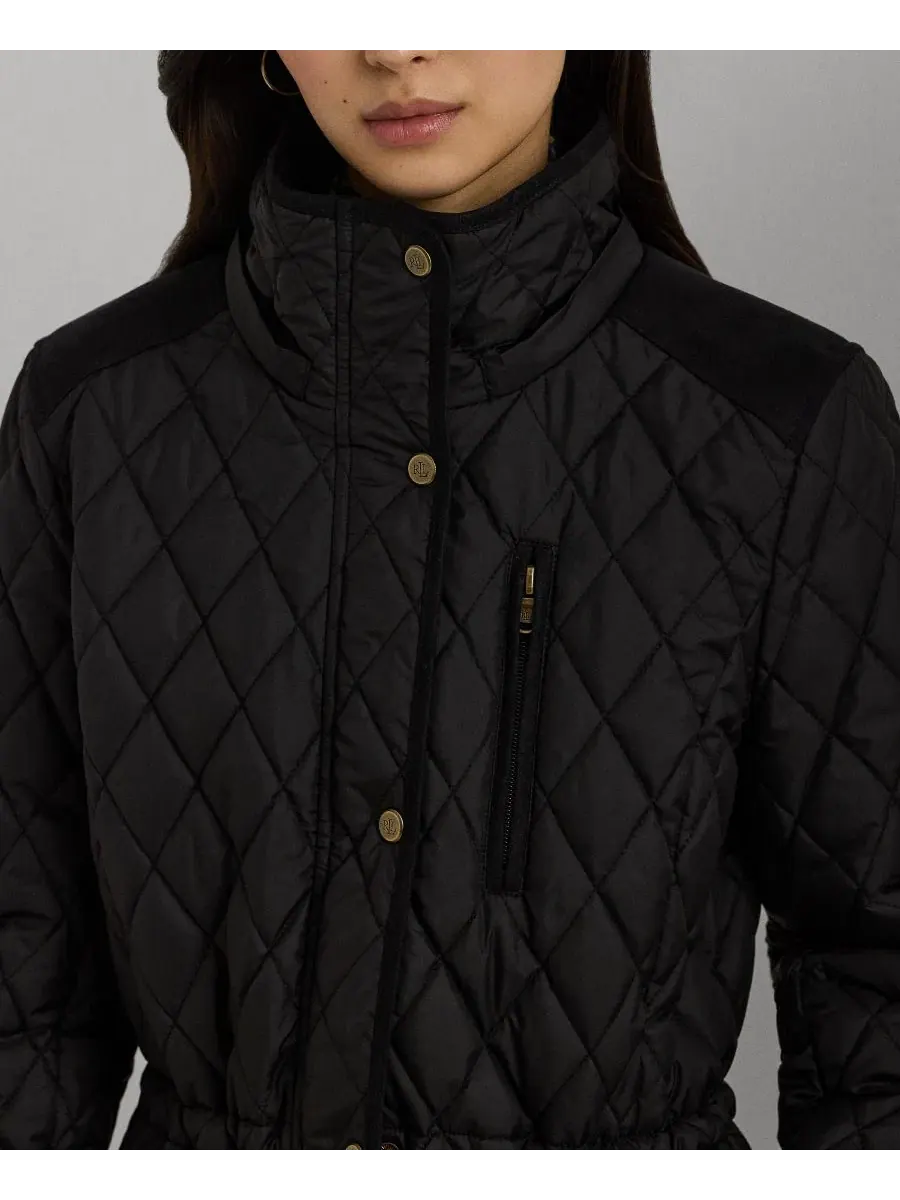 Женское пальто-анорак с капюшоном, Diamond Quilted Lauren Ralph Lauren — изображение 4 из 5, черный