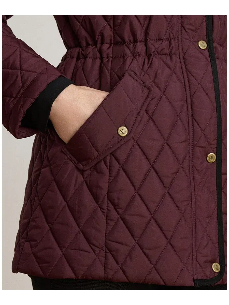 Женское пальто-анорак с капюшоном и ромбовидной стежкой Lauren Ralph Lauren — изображение 4 из 6, красный