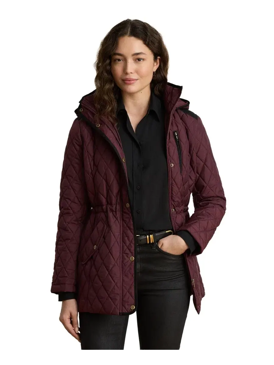 Женское пальто-анорак с капюшоном и ромбовидной стежкой Lauren Ralph Lauren — изображение 6 из 6, красный