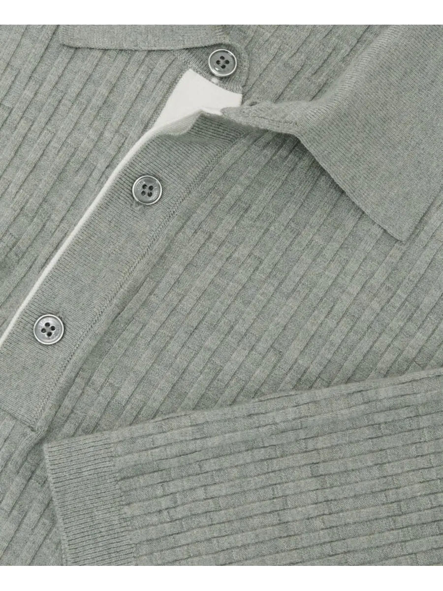 Поло с геометрическим узором, модель Era REISS — изображение 5 из 5, шалфей
