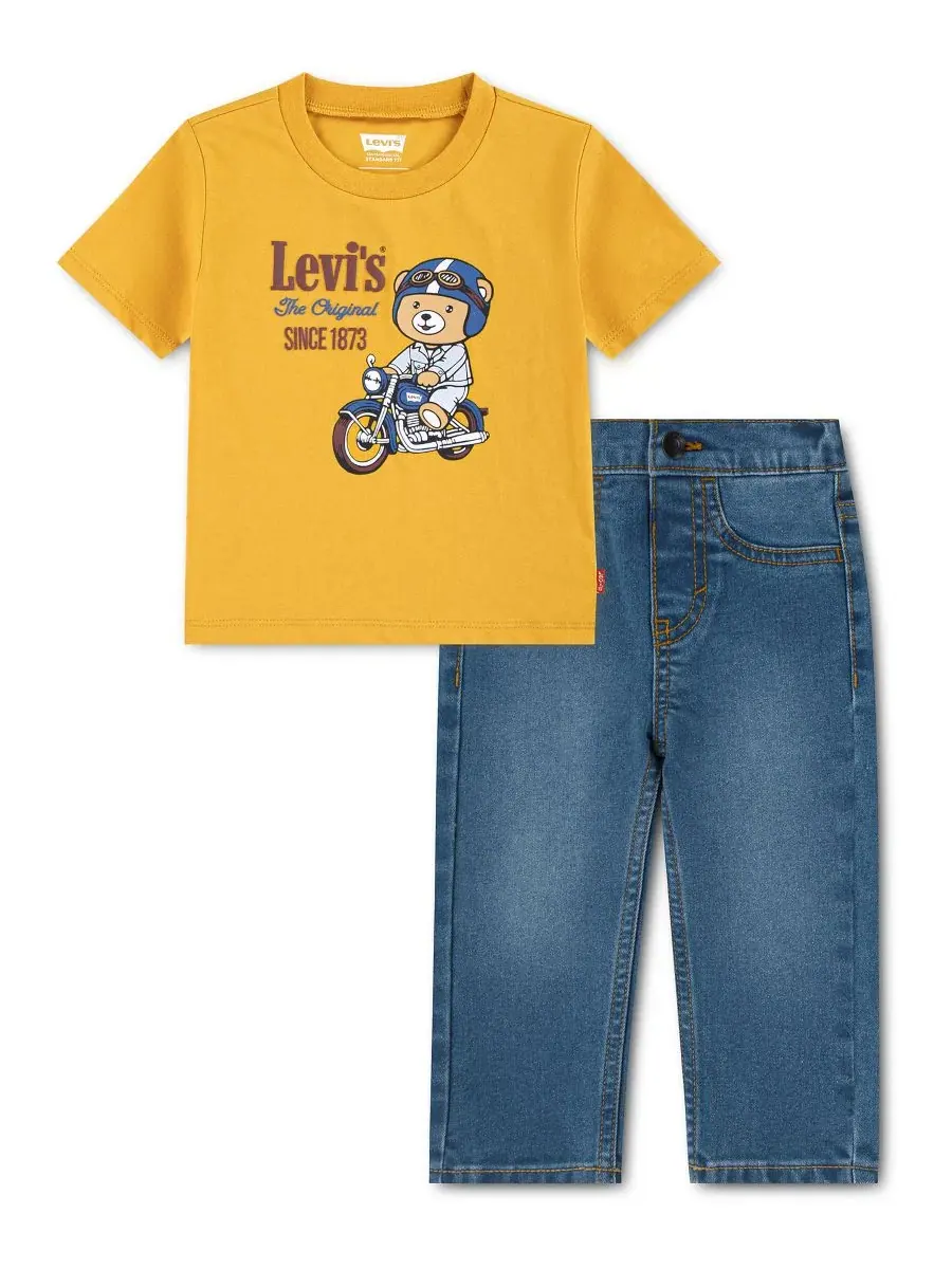 Комплект из футболки и джинсов для мальчика Moto Short-Sleeve Levi's