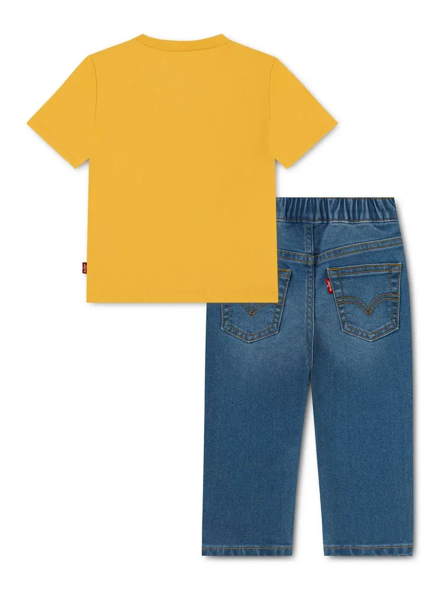 Комплект из футболки и джинсов для мальчика Moto Short-Sleeve Levi's — изображение 2 из 5, золотистый