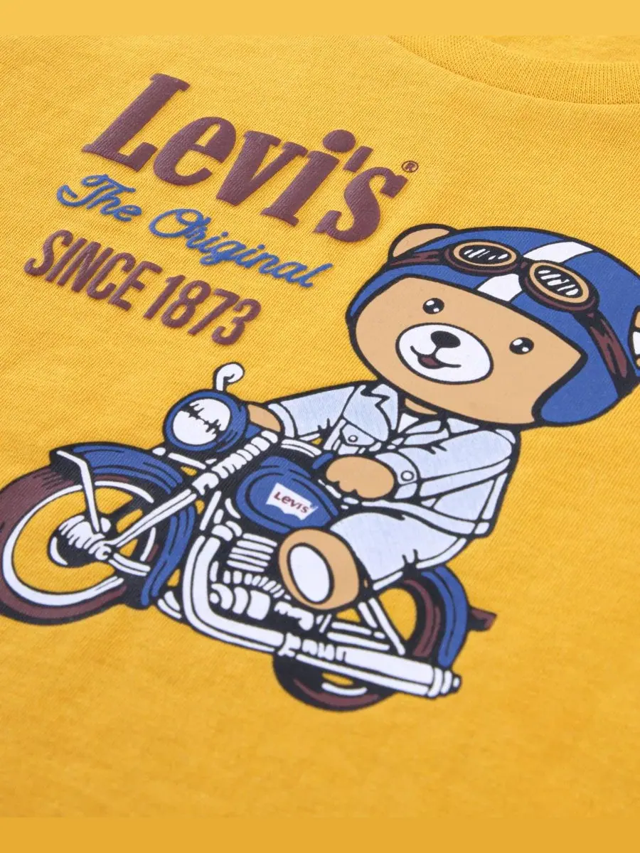 Комплект из футболки и джинсов для мальчика Moto Short-Sleeve Levi's — изображение 3 из 5, золотистый
