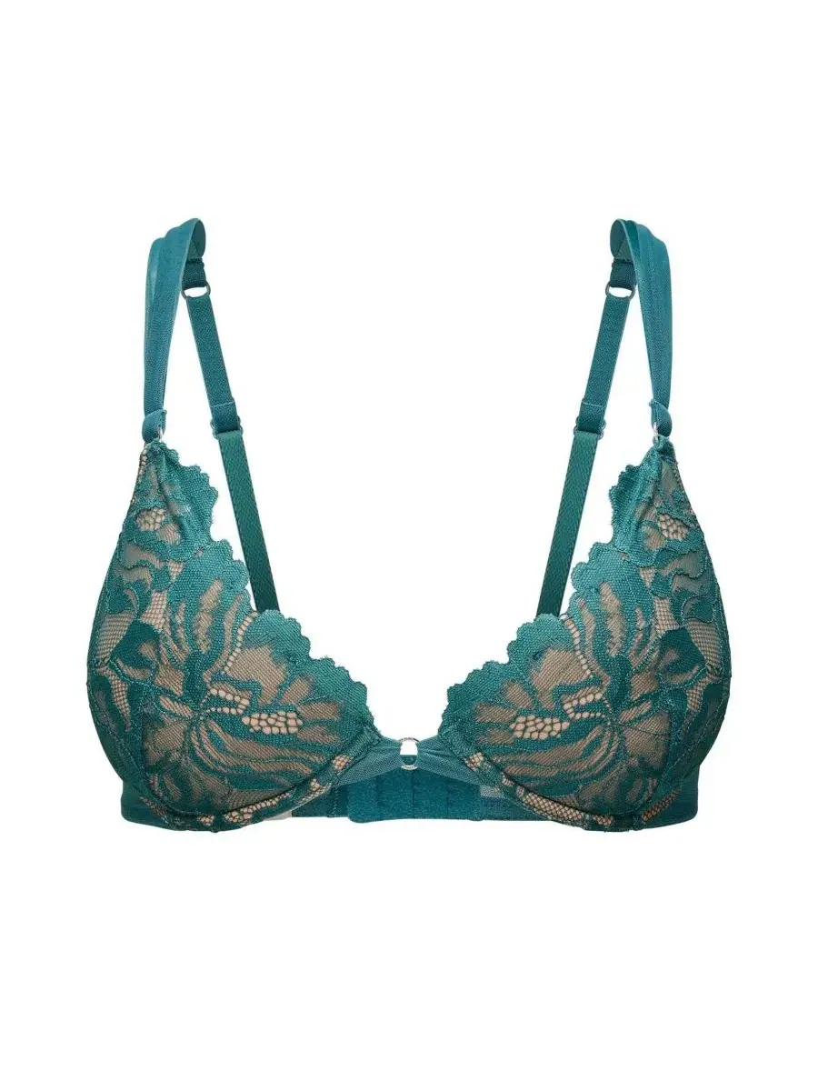 Бюстгальтер-пуш-ап с глубоким декольте Marieprune Lace Push Up Plunge Bra Adore Me — изображение 4 из 4, темный зеленый