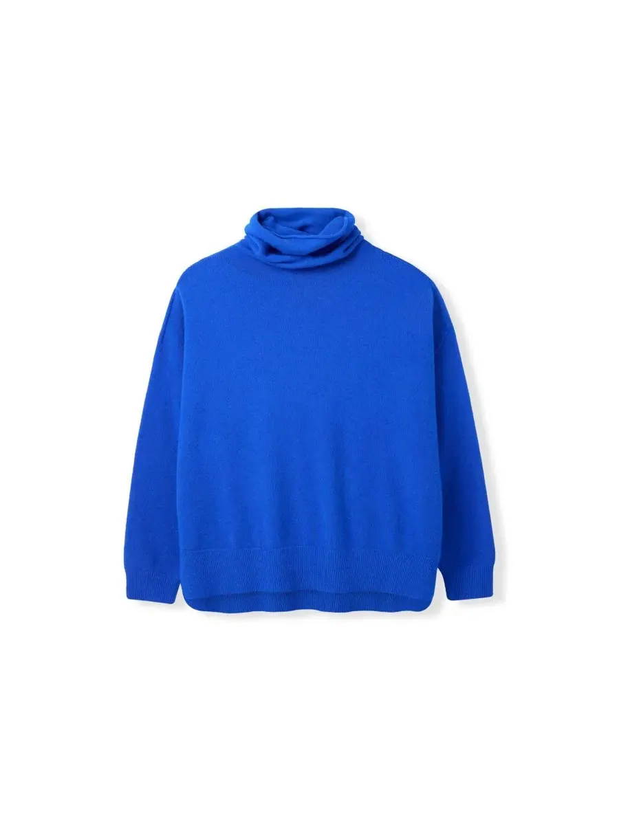 Свободный джемпер с высоким воротником, модель Oversized Slouchy Roll Neck Celtic & Co. — изображение 6 из 7, синий