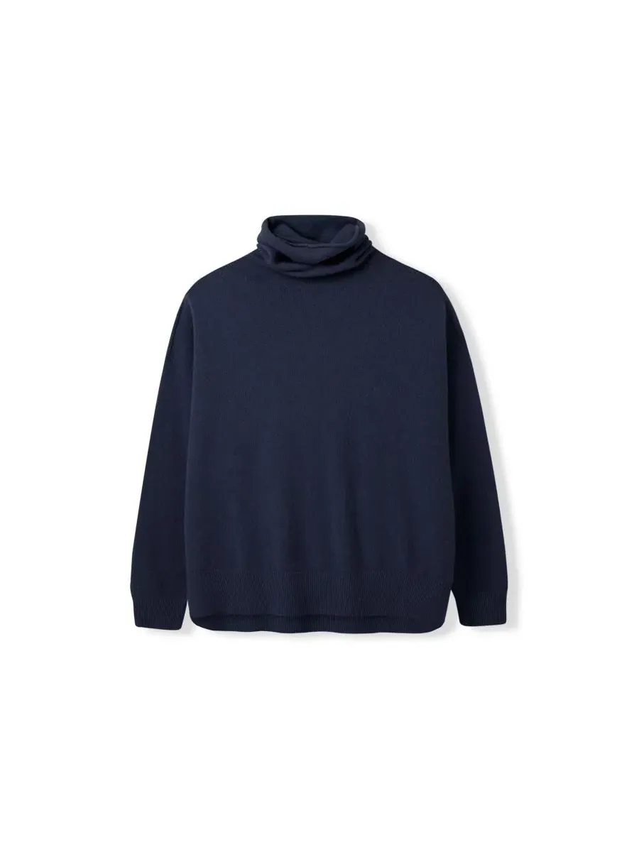 Свитер оверсайз с высоким воротником Slouchy Roll Neck Celtic & Co. — изображение 7 из 7, темно-синий