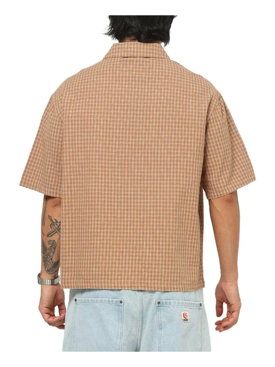 Мужская рубашка Grid Button Up с принтом CARRE — изображение 3 из 6, коричневый