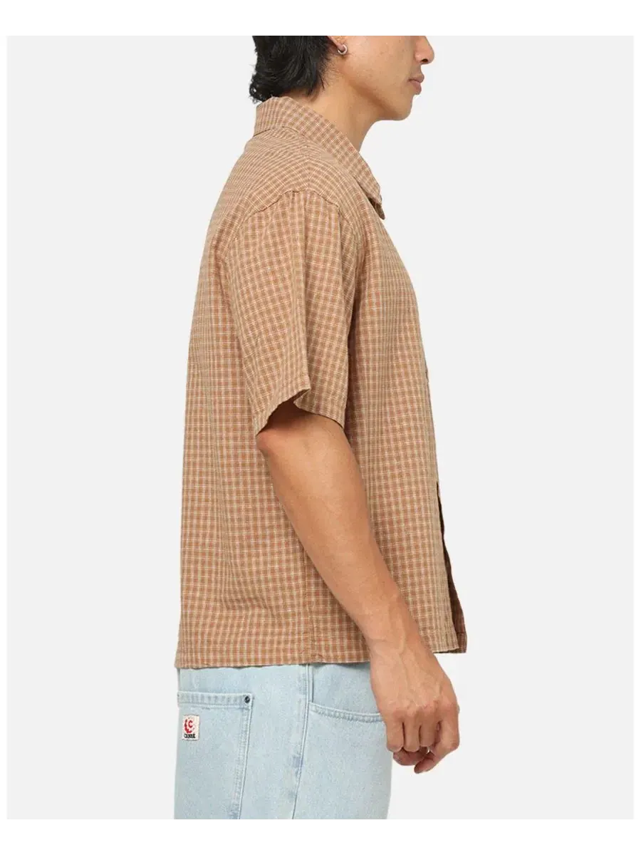 Мужская рубашка Grid Button Up с принтом CARRE — изображение 4 из 6, коричневый