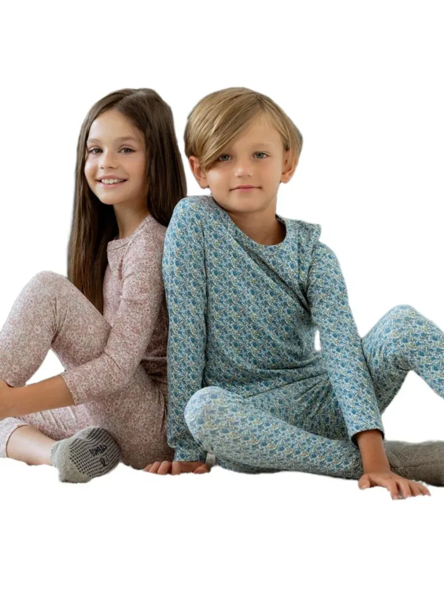 Комплект пижамы с цветочным принтом, с длинным рукавом NoggiWear — изображение 2 из 4, синий