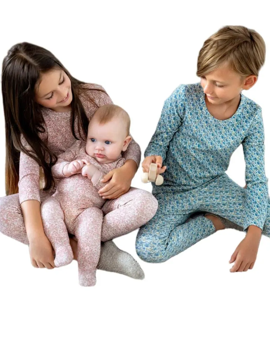 Комплект пижамы с цветочным принтом, с длинным рукавом NoggiWear — изображение 3 из 4, синий
