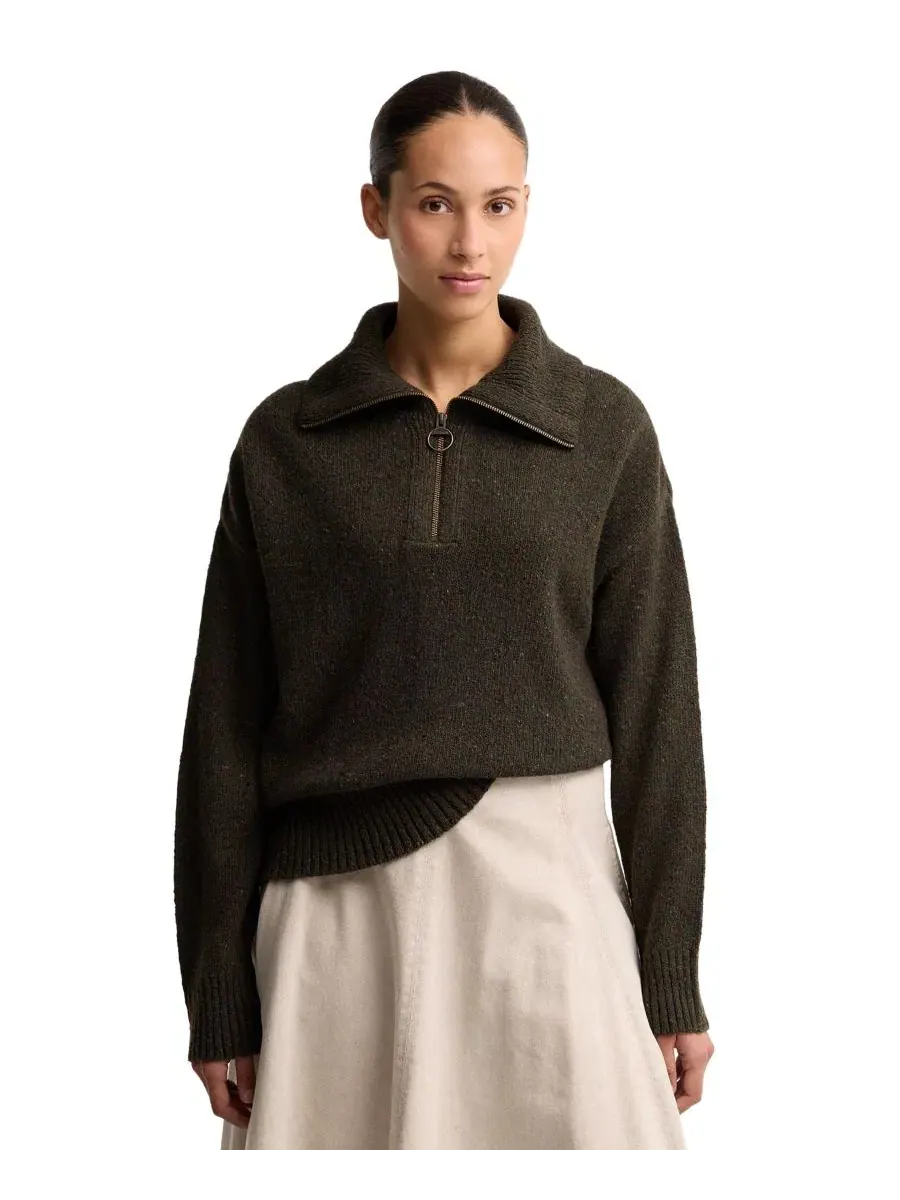 Женский пуловер с воротником-хомут и полузастежкой Lavensdale HZ Barbour