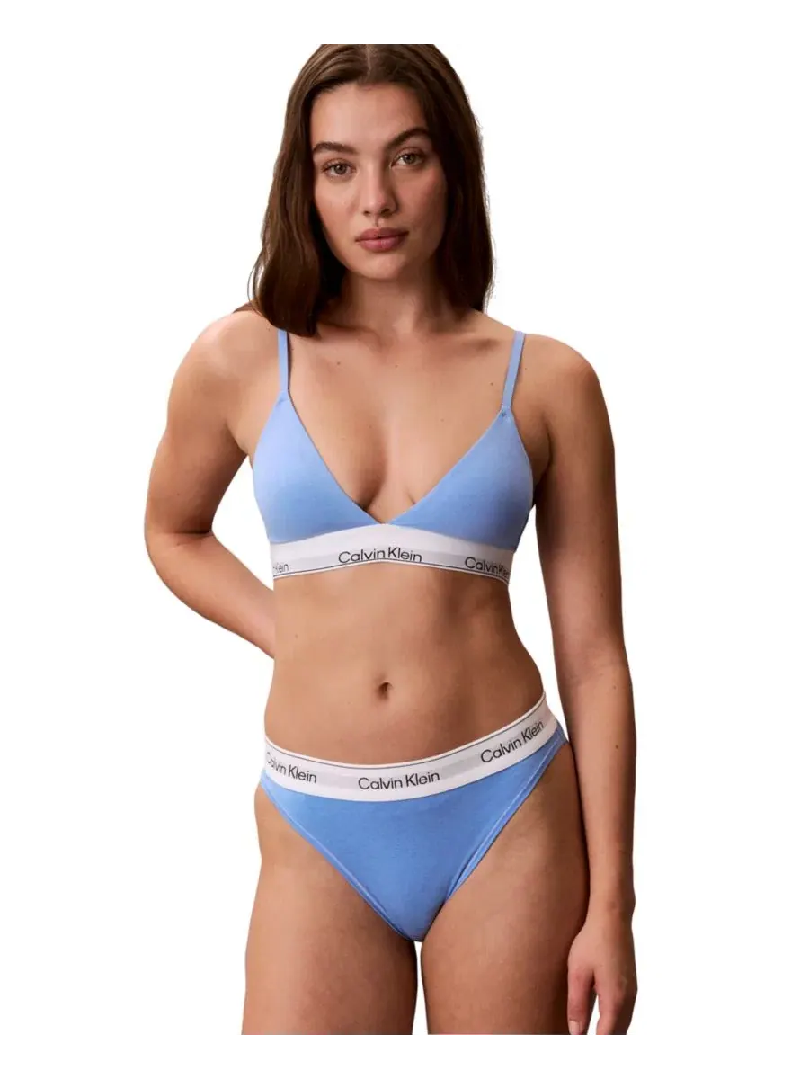 Комплект бюстгальтера-треугольника и трусов-бикини Calvin Klein — изображение 2 из 6, синий