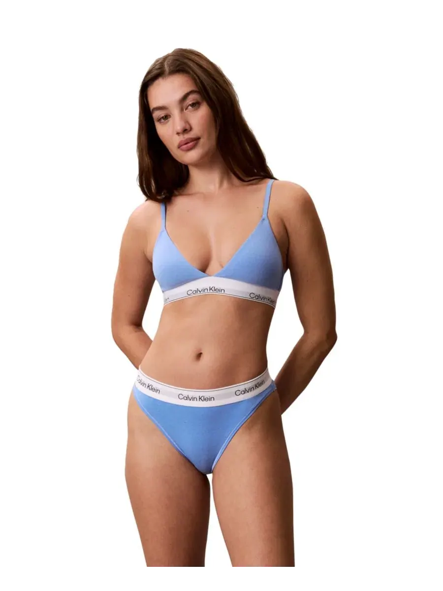 Комплект бюстгальтера-треугольника и трусов-бикини Calvin Klein — изображение 3 из 6, синий
