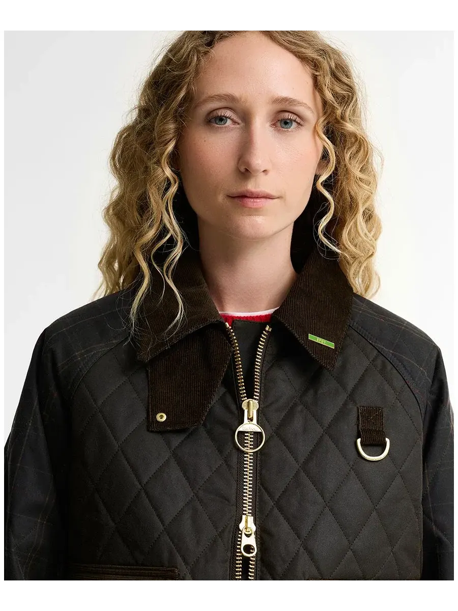 Женский стеганый жакет из вощеного хлопка Tartan Icon Wax Quilt Jacket Barbour — изображение 3 из 6, оливковый/классический