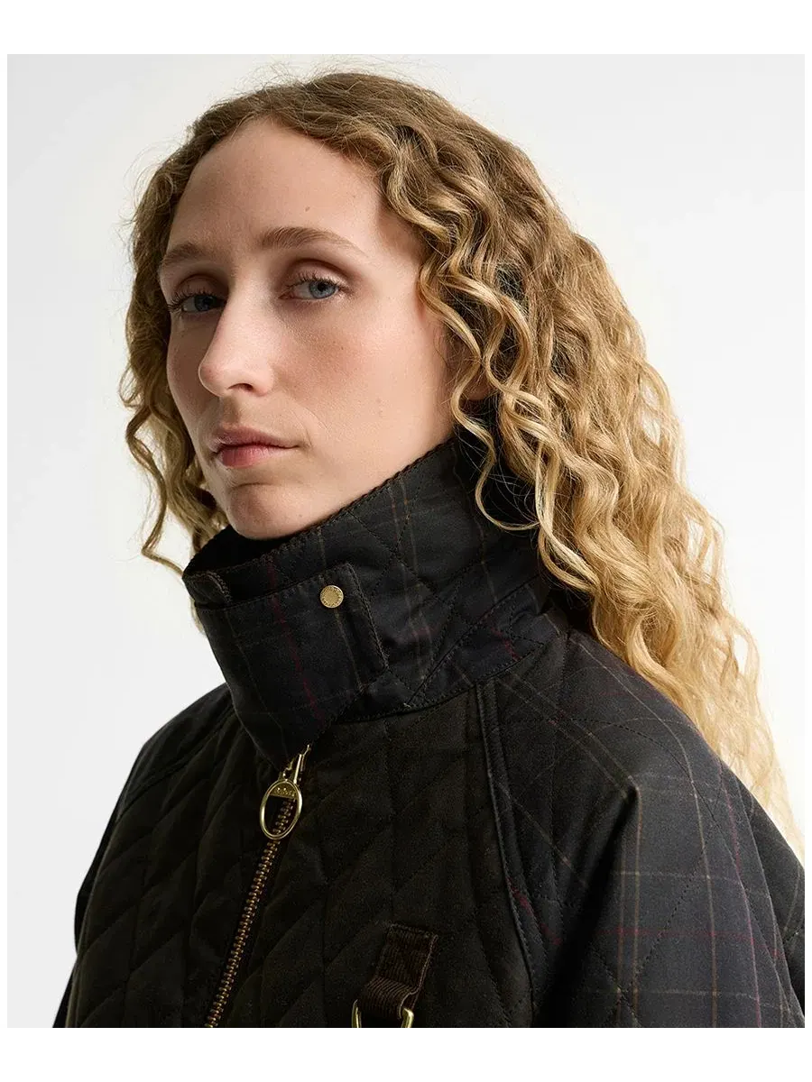 Женский стеганый жакет из вощеного хлопка Tartan Icon Wax Quilt Jacket Barbour — изображение 4 из 6, оливковый/классический