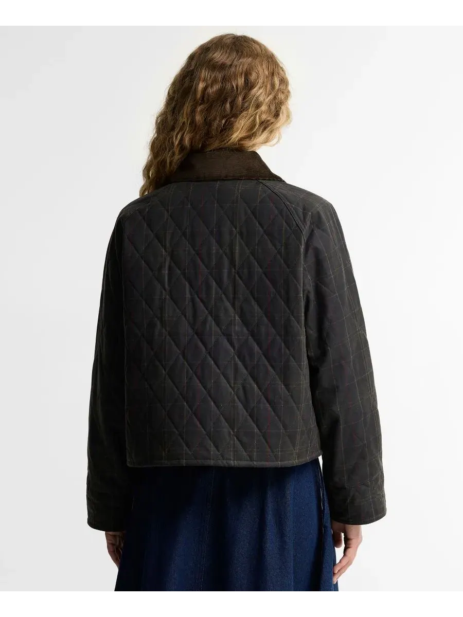 Женский стеганый жакет из вощеного хлопка Tartan Icon Wax Quilt Jacket Barbour — изображение 5 из 6, оливковый/классический