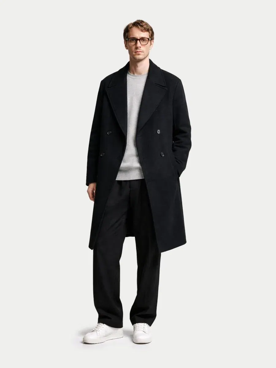 Двубортное кашемировое пальто Gobi Cashmere — изображение 9 из 11, черный-синий графитовый