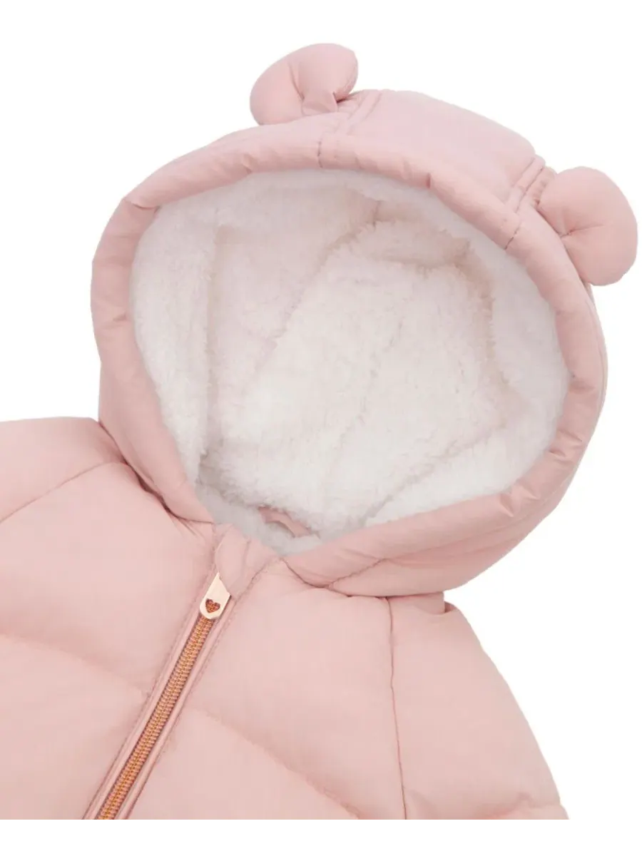 Куртка-пуховик с капюшоном и ушками мишки, модель Bear Ears Rokka&Rolla — изображение 5 из 10, розовый