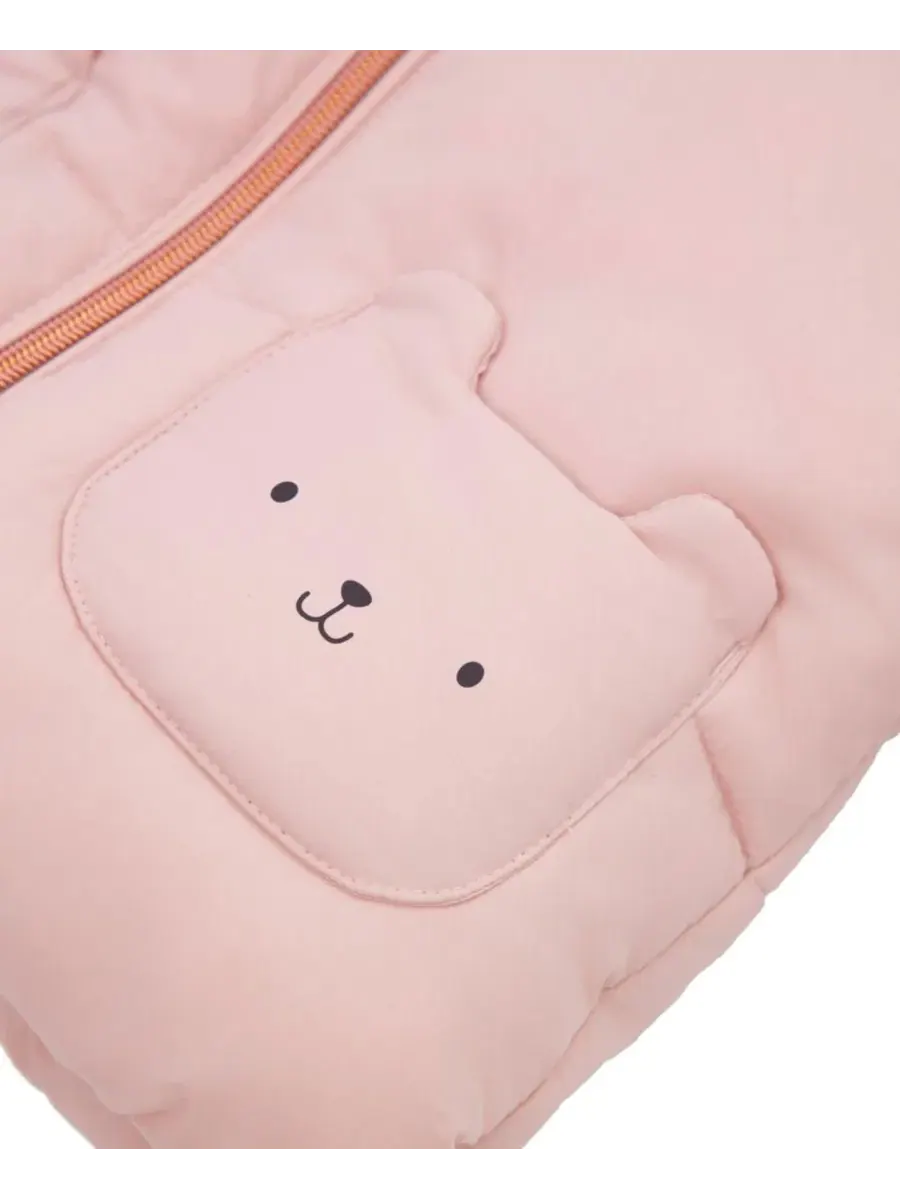 Куртка-пуховик с капюшоном и ушками мишки, модель Bear Ears Rokka&Rolla — изображение 6 из 10, розовый