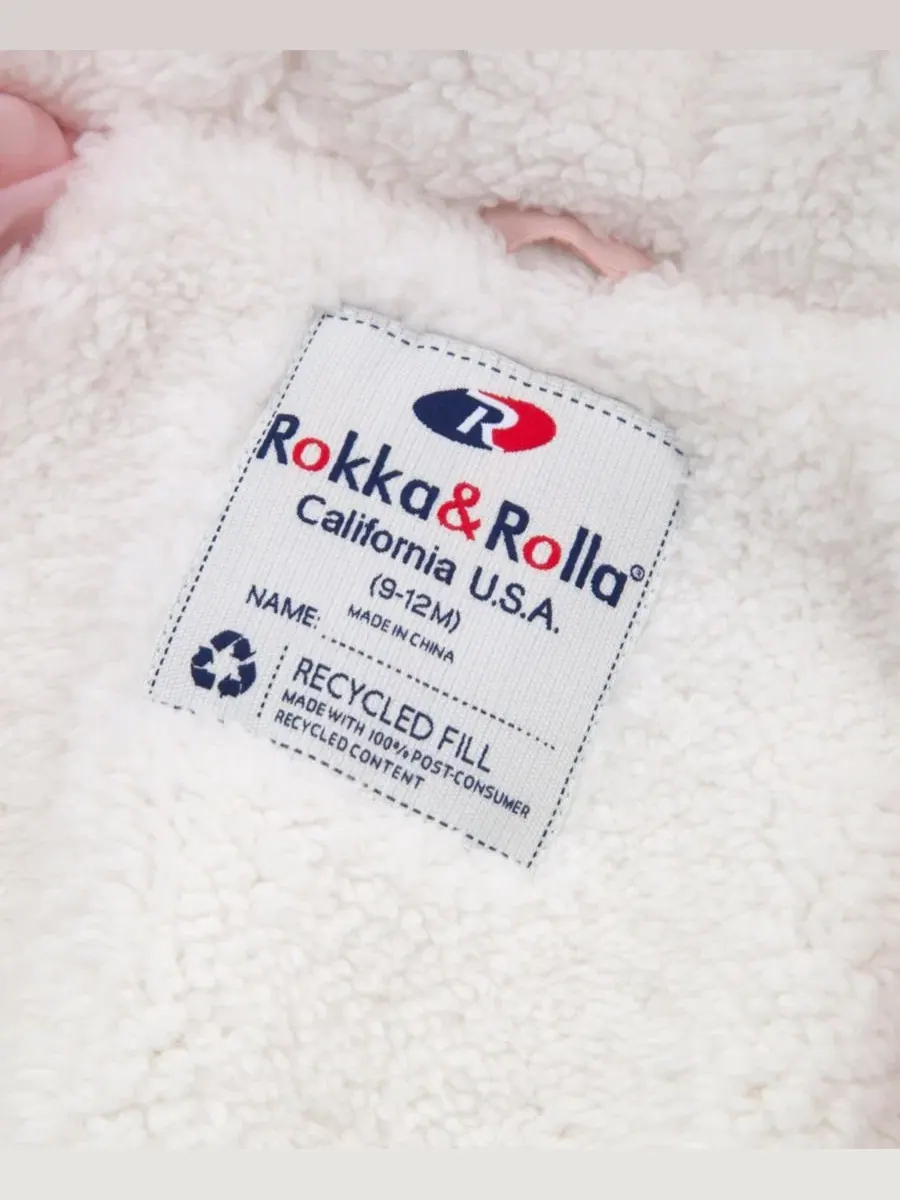 Куртка-пуховик с капюшоном и ушками мишки, модель Bear Ears Rokka&Rolla — изображение 9 из 10, розовый