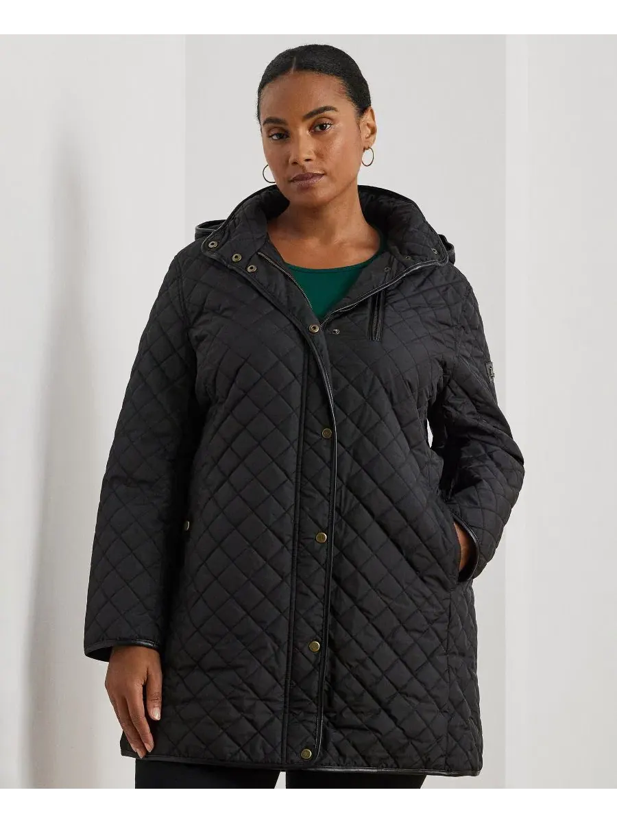 Пальто с капюшоном и стеганым узором, Plus Size Lauren Ralph Lauren