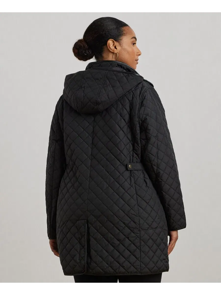 Пальто с капюшоном и стеганым узором, Plus Size Lauren Ralph Lauren — изображение 4 из 4, черный
