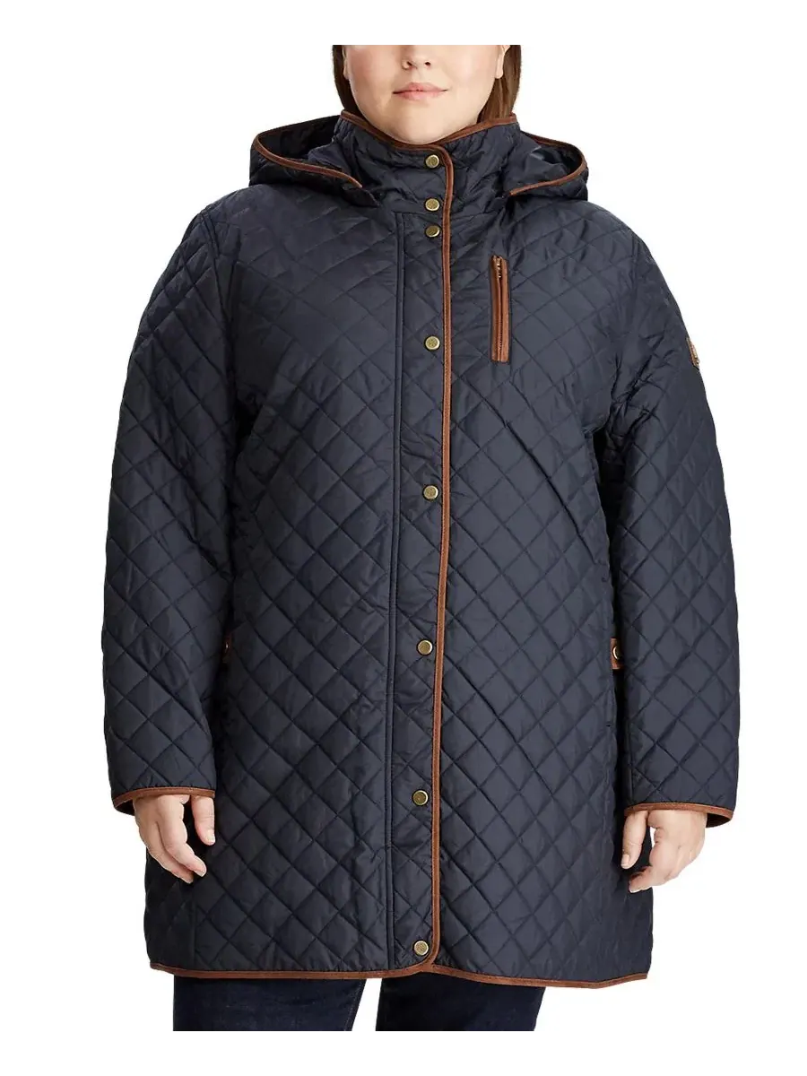 Пальто с капюшоном, стеганое, с faux-suede отделкой Lauren Ralph Lauren