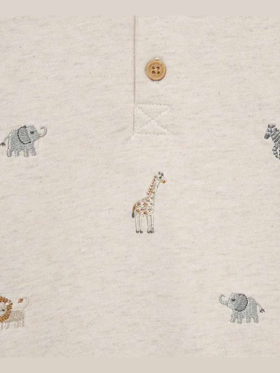 Комплект: боди-комбинезон с длинным рукавом и носки, Safari Little Me — изображение 4 из 4, овсяный