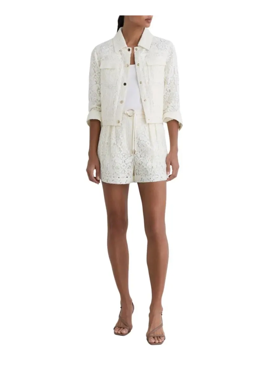 Шорты с кружевом и поясом-веревкой Lake Days Quote REISS — изображение 2 из 5, белый