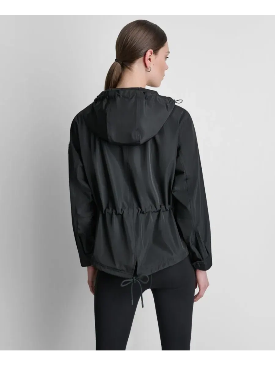 Женская куртка-ветровка с капюшоном, укороченная, асимметричная DKNY Sport — изображение 5 из 5, черный