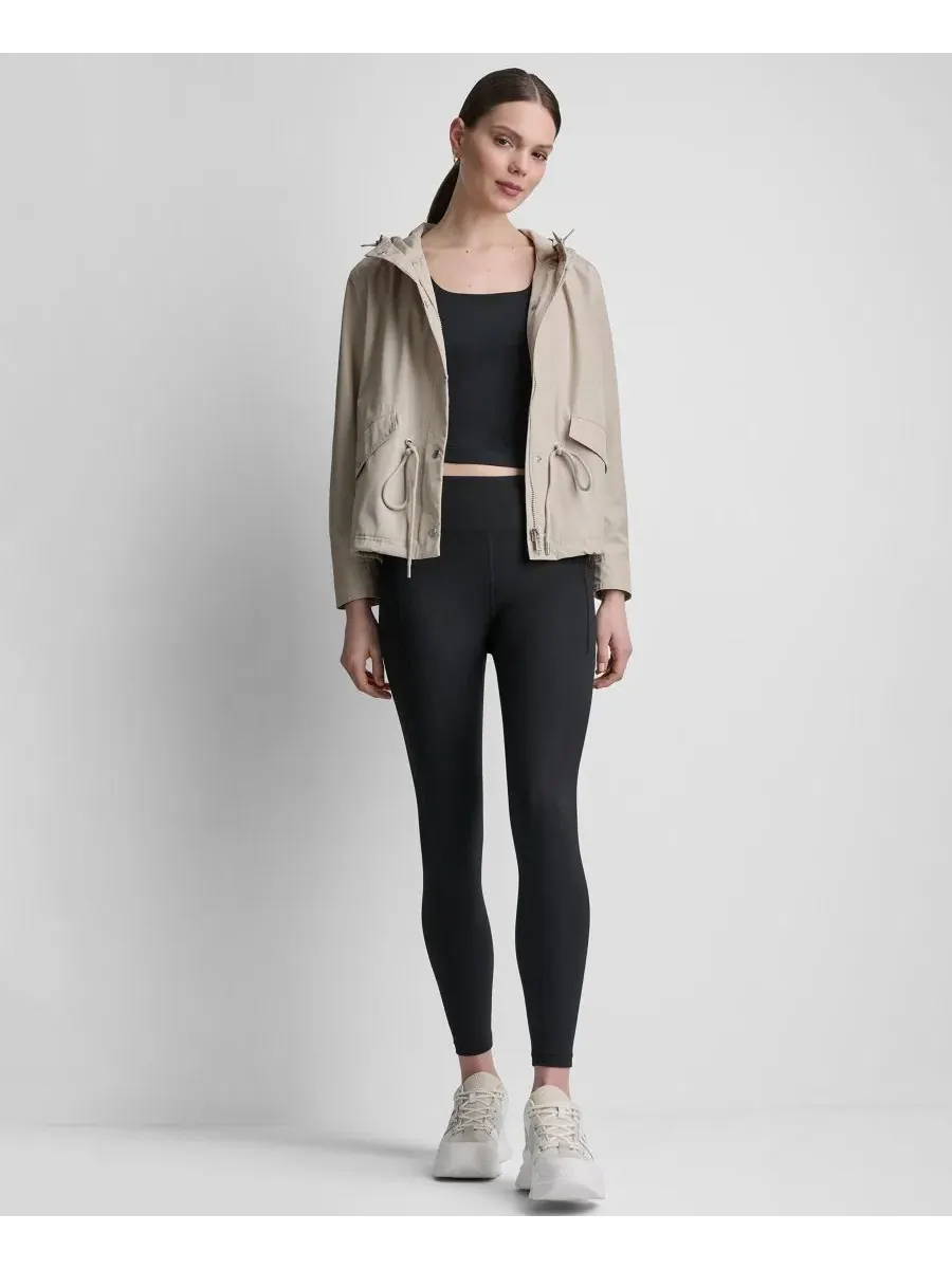 Куртка-ветровка женская с капюшоном, укороченная, с разной длиной DKNY Sport — изображение 2 из 5, серебристый
