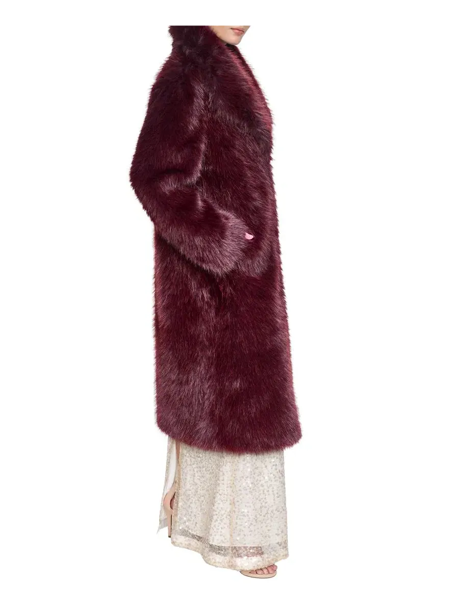 Пальто из искусственного меха с воротником Halston — изображение 3 из 5, красный