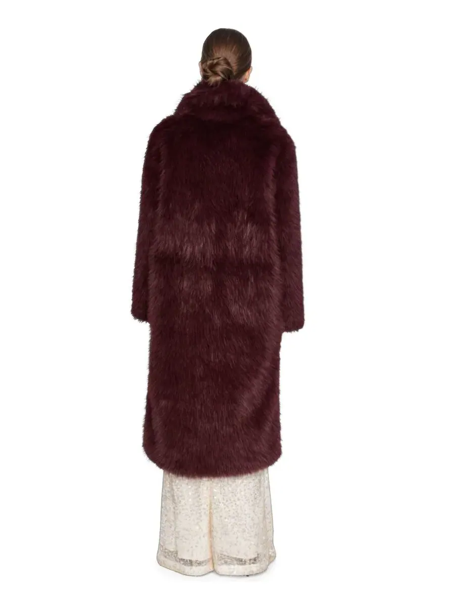 Пальто из искусственного меха с воротником Halston — изображение 4 из 5, красный