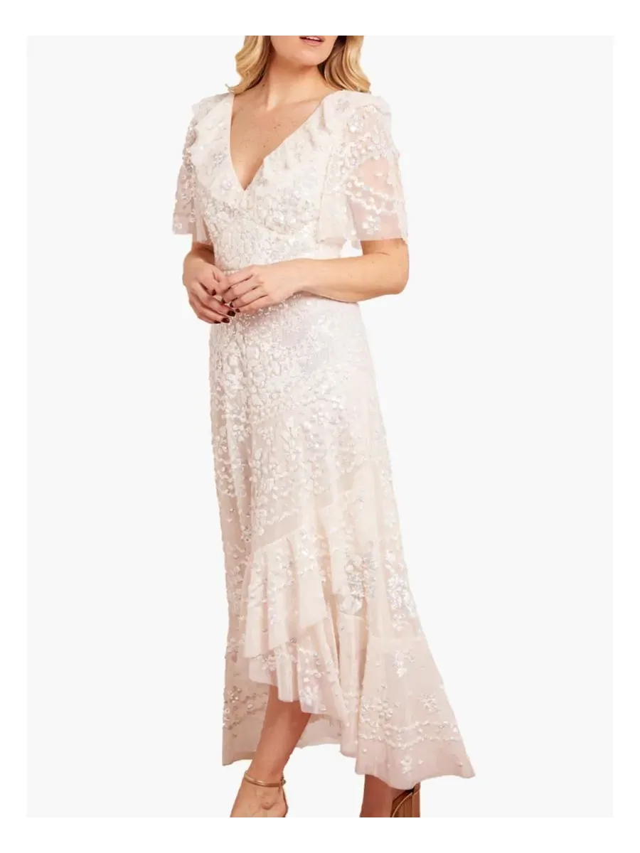 Платье вечернее Anais Sequin Frill Ankle Gown Needle & Thread