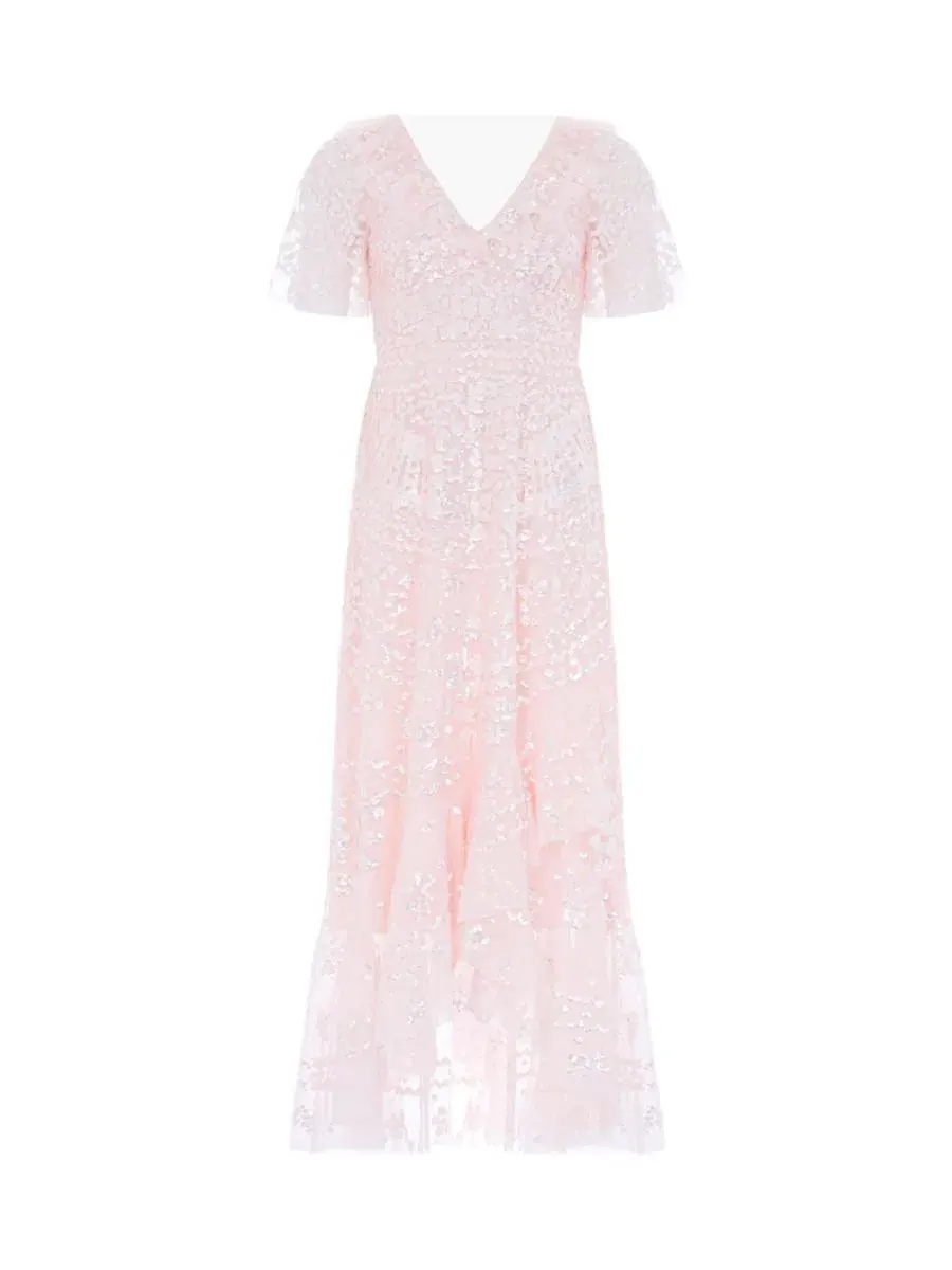 Платье-макси Anais Sequin Frill Ankle Needle & Thread — изображение 3 из 6, перламутр