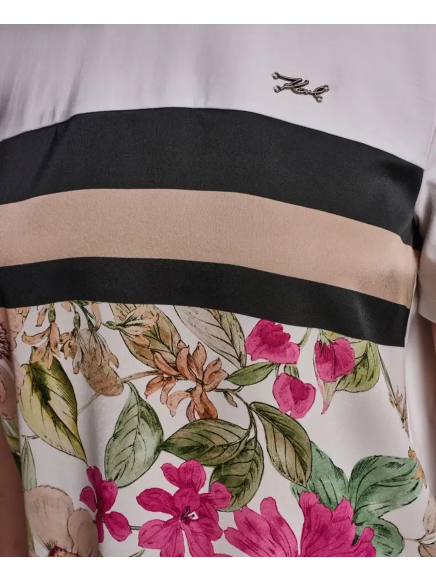 Женский топ с коротким рукавом, смешанный дизайн, принт KARL LAGERFELD PARIS — изображение 6 из 6, белый мульти