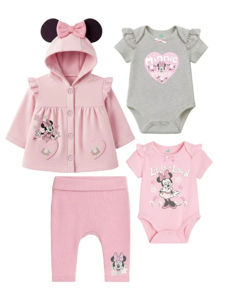 Комплект из 4 предметов Minnie Mouse с курткой, боди и штанами Disney