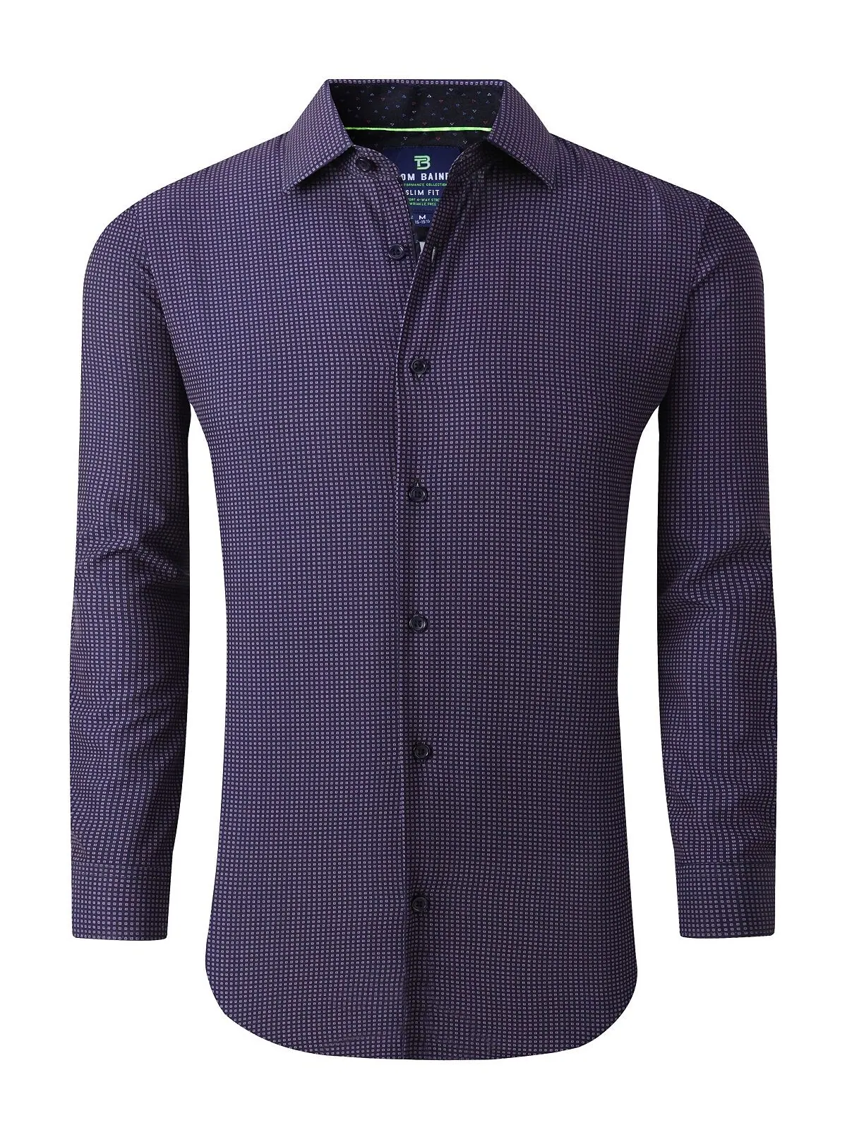 Мужская классическая рубашка slim fit с длинным рукавом и геометрическим рисунком Tom Baine — изображение 2 из 4, темно-синий