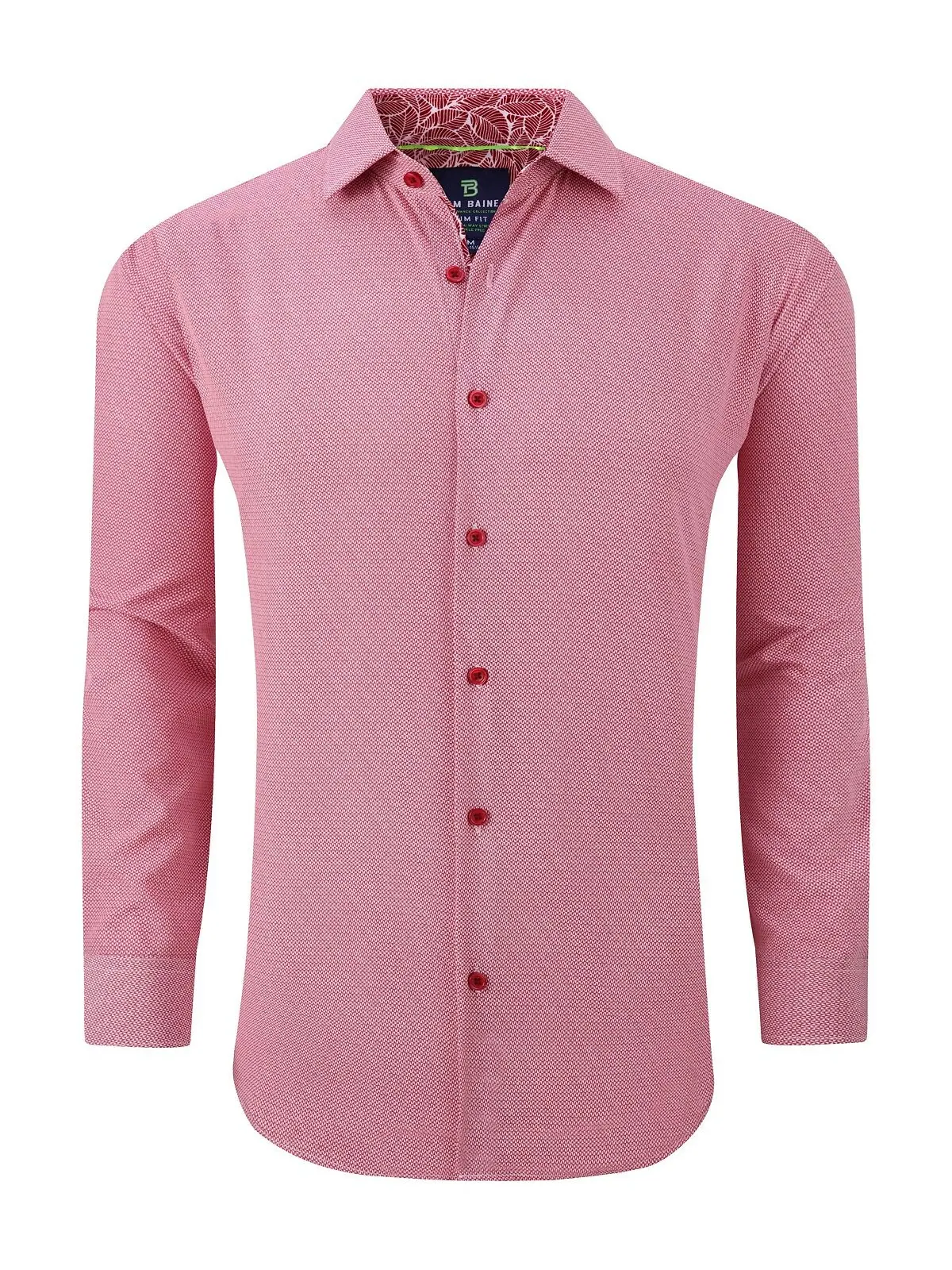 Мужская классическая рубашка slim fit с длинным рукавом и геометрическим рисунком Tom Baine — изображение 2 из 4, красный